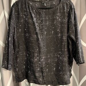 Eileen Fisher Black and White Textured Blouse